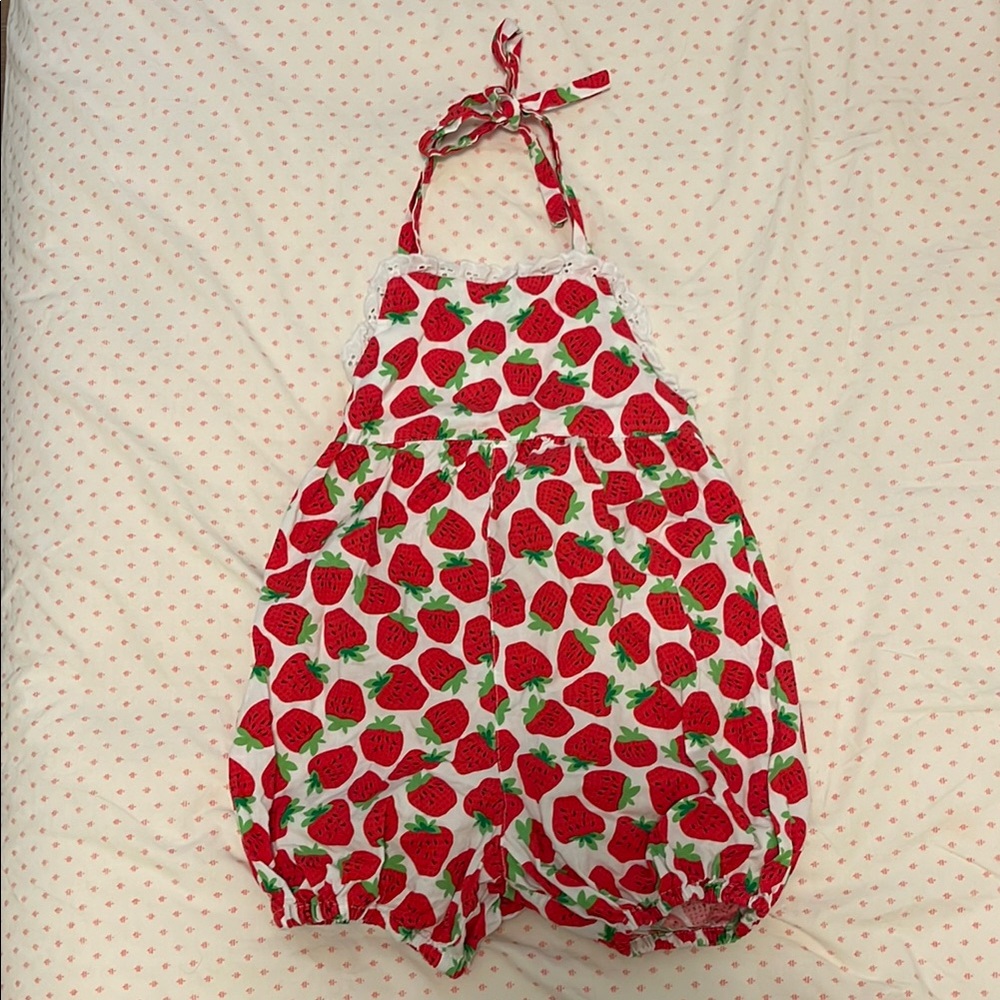 Strawberry Print Halter Romper